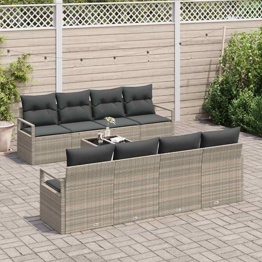 Garten-Sofa-Set 9 pcs Hellgrau und Dunkelgrau 55 x 55 x 37 cm